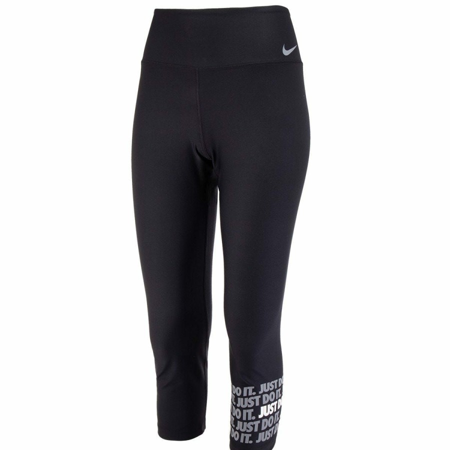 Women'S Apparel * | Nike Power Women'S Training Crop Pants Black/White/Grey Sale