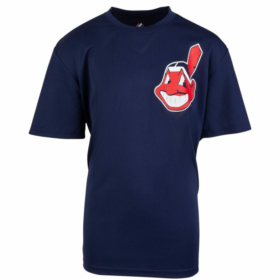 Youth Apparel * | Cleveland Indians Majestic Cool Base Crewneck Replica Youth Jersey Sale