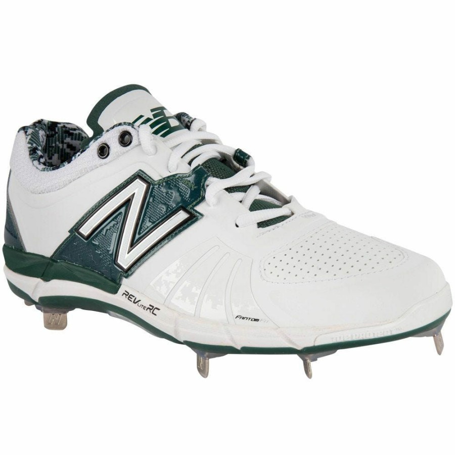 Softball & Baseball Shoes * | New Balance L3000V2 Men'S Low Metal Cleat White/Green Discount