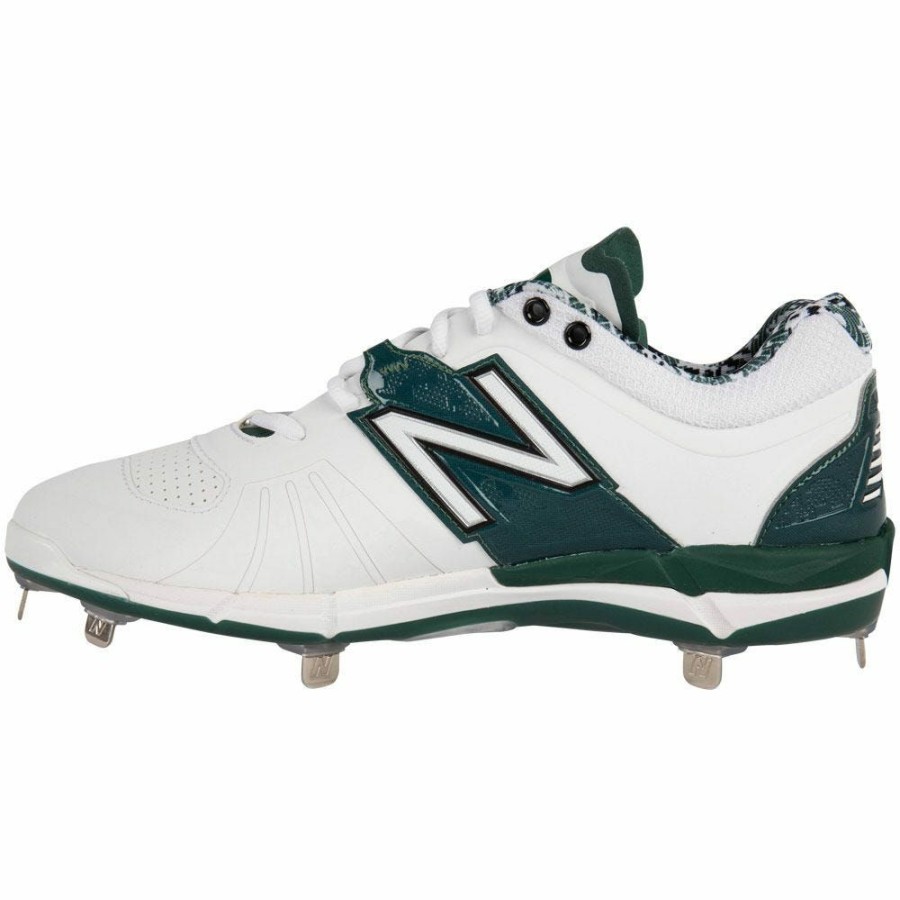 Softball & Baseball Shoes * | New Balance L3000V2 Men'S Low Metal Cleat White/Green Discount