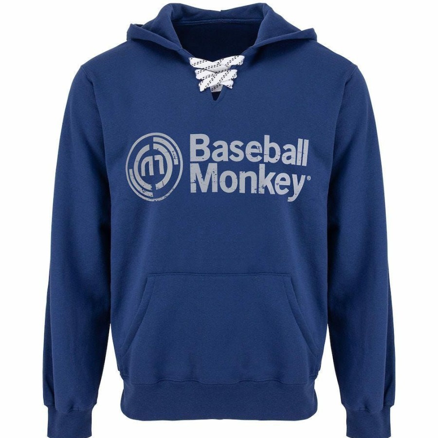 Men'S Apparel * | Baseball Monkey Skate Lace Senior Pullover Hoodie Sale