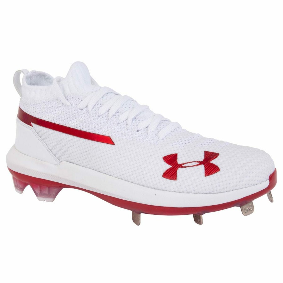 Softball & Baseball Shoes * | Under Armour Harper 3 St Men'S Low Metal Baseball Cleats White/Red Online