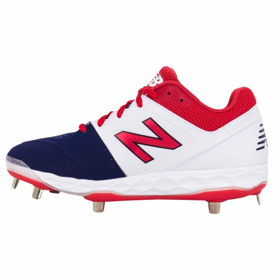 Softball & Baseball Shoes * | New Balance Fresh Foam Velo V1 Women'S Low Metal Fastpitch Softball Cleats Red/White/Blue Online