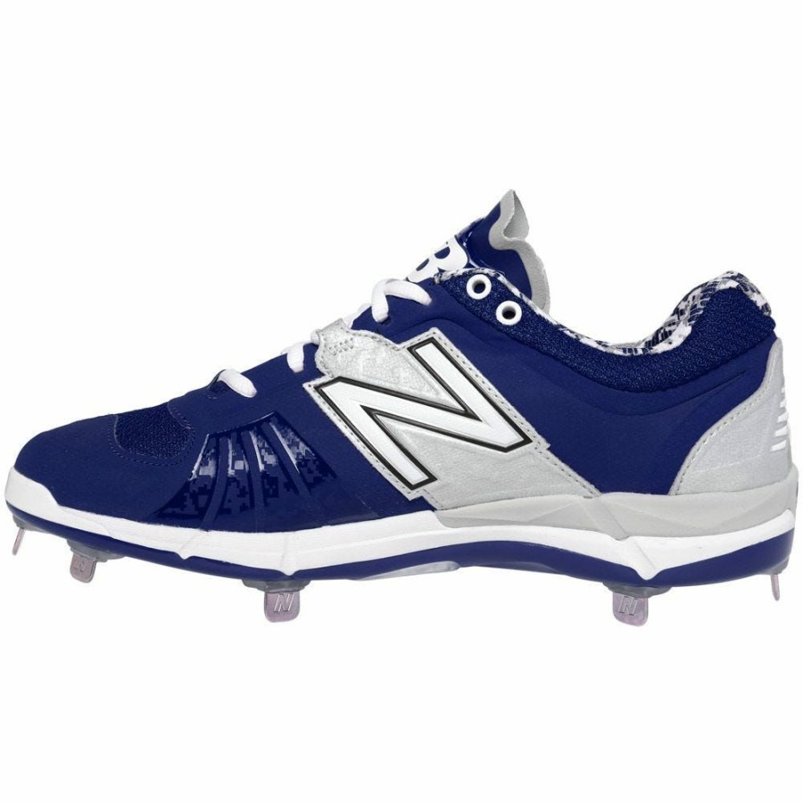 Softball & Baseball Shoes * | New Balance L3000V2 Men'S Low Metal Cleat Blue/Silver Online