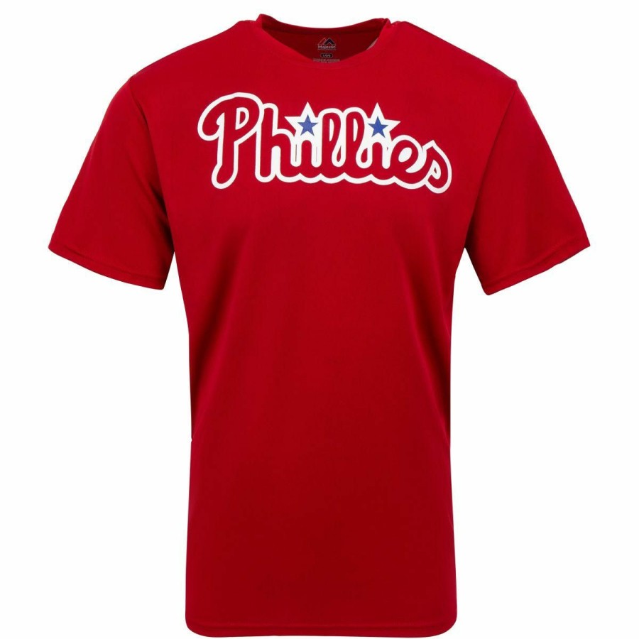 Men'S Apparel * | Philadelphia Phillies Majestic Cool Base Crewneck Replica Adult Jersey Sale