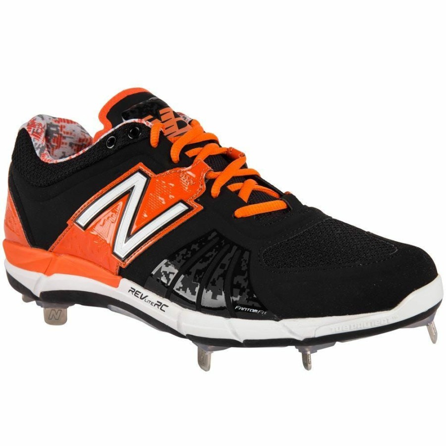 Softball & Baseball Shoes * | New Balance L3000V2 Men'S Low Metal Cleat Black/Orange Online