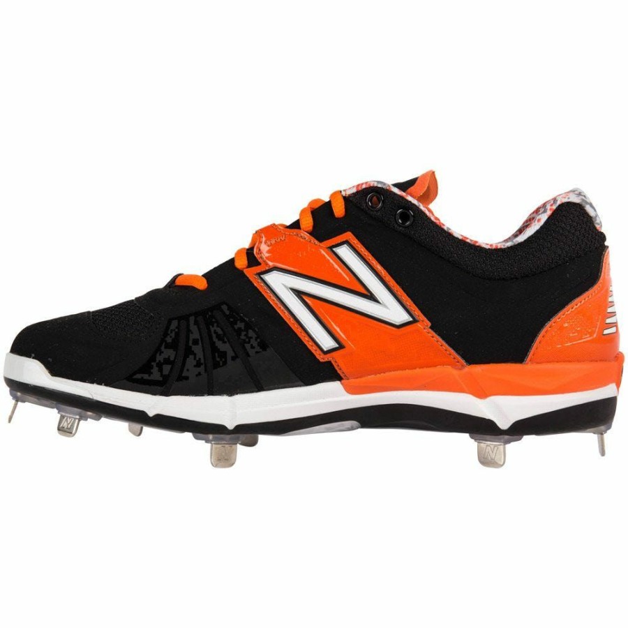 Softball & Baseball Shoes * | New Balance L3000V2 Men'S Low Metal Cleat Black/Orange Online